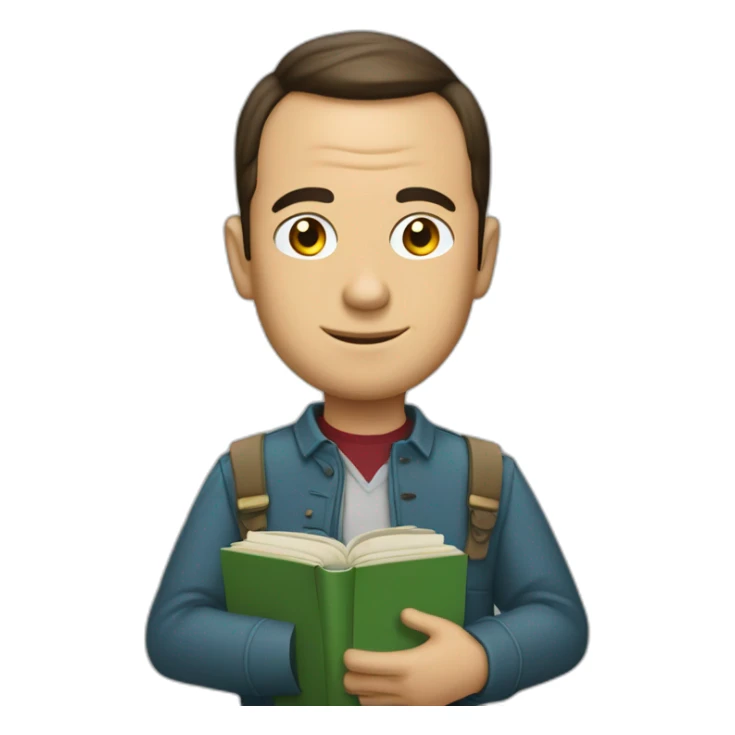 chico historiador con libros tipo sheldon cooper sticker