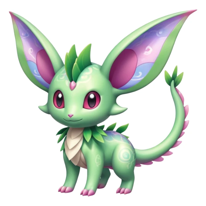 Shiny Exotic Cute Adorable Majestic Ethereal Sparkly Flygon-Espeon-Meganium-Shaymin-Hybrid-Creature with pattern-markings sticker