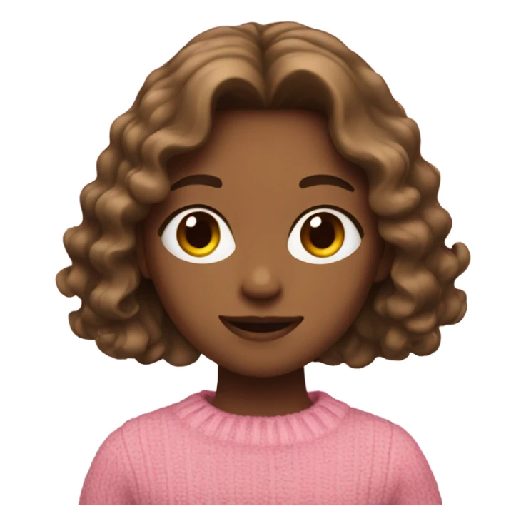 A girl with wavy slightly brown hair in a pink sweater sticker