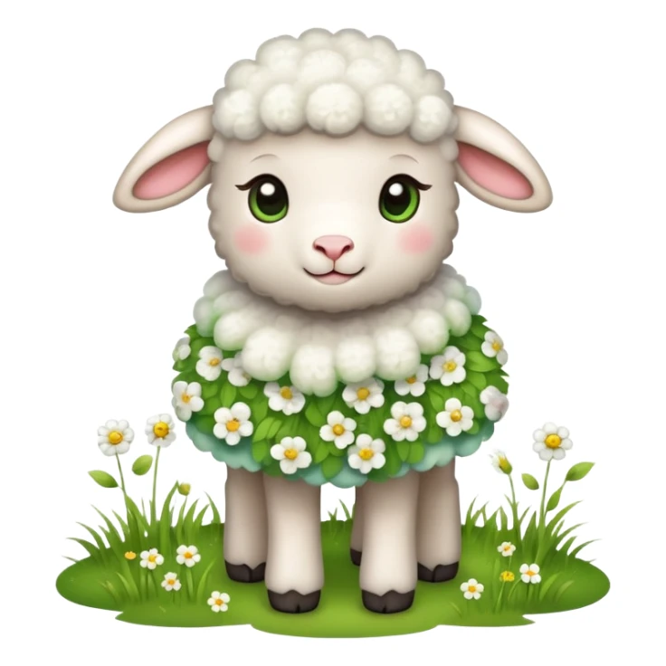 Little lamb wearing flower dress sticker