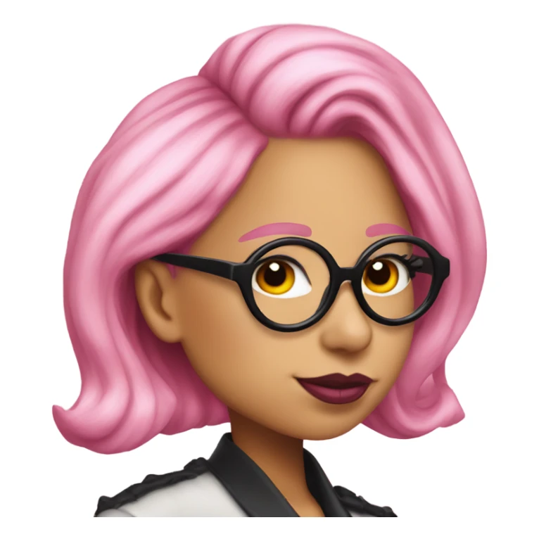 lady gaga pink hair pink lipstick wearing glasses  sticker