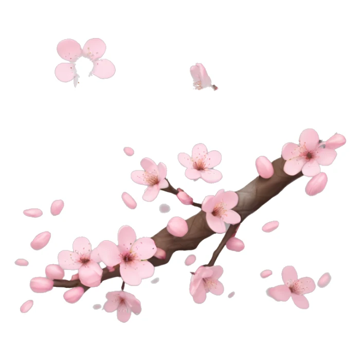 A cherry blossom tree branch with petals gently falling to the ground sticker