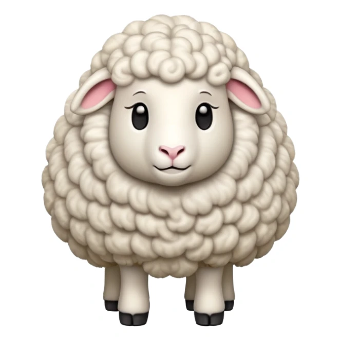 cinematic-[sheep]-realistic-full-body-standing-emoji,-tail-flicking-lazily,-head-tilted-dramatically,-curly-[white]-fur,-simplified-yet-realistic-focused-features,-highly-detailed,-glowing-with-an-almost-sarcastic-glow sticker