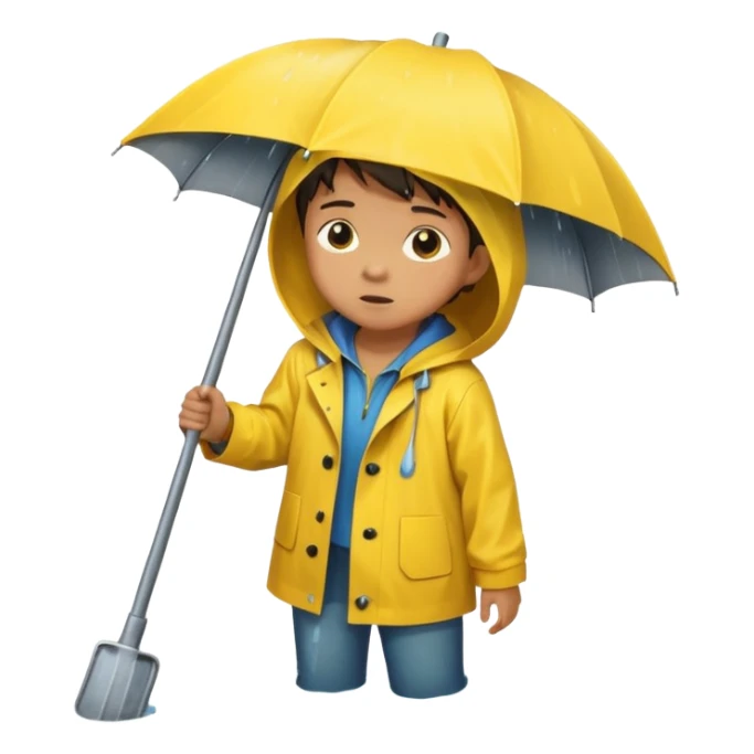 Enfant a caouet jaune se penchant vers un égout et il pleut sticker