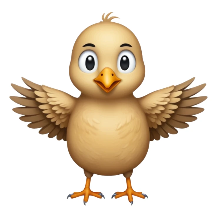 make an emoji of a bird wanting a hug, make the art colors human like and imperfect and the layout also imperfect a little human like sticker