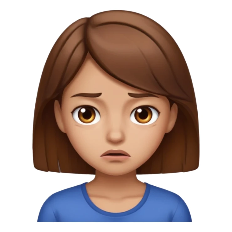 Disgusted emoji girl with brown hair sticker