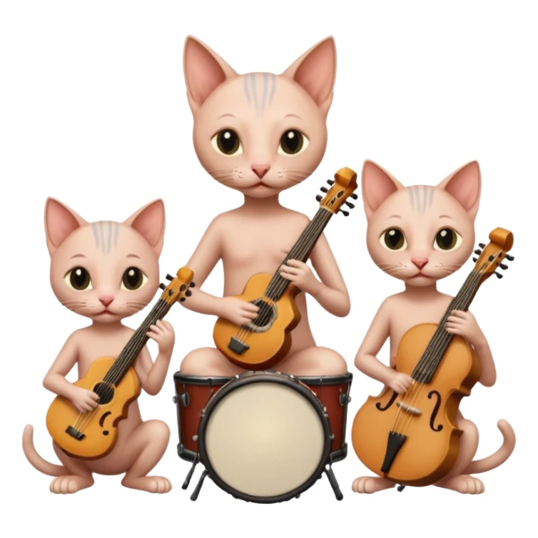 Hairless cat trio music band sticker