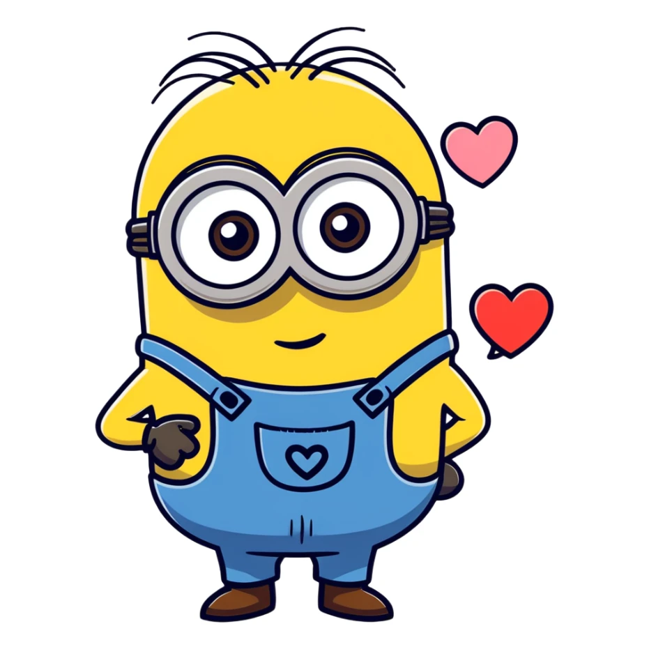 Minion blowing a kiss with heart sticker