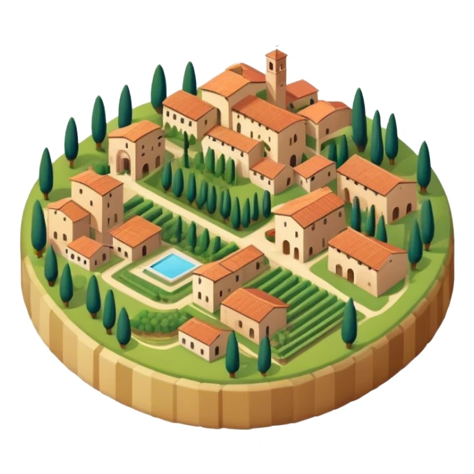 italian tuscany countryside isometric sticker