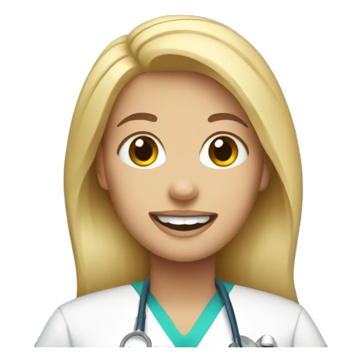 Blonde haired woman wearing dentist scrubs  sticker