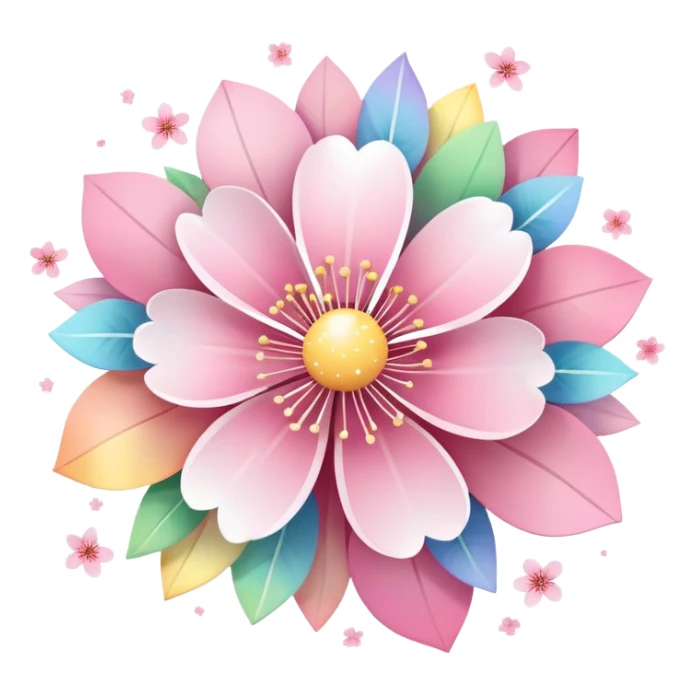 Cute Pastel pink and white Cherry Blossom Sakura Starburst Rainbow Planet sticker
