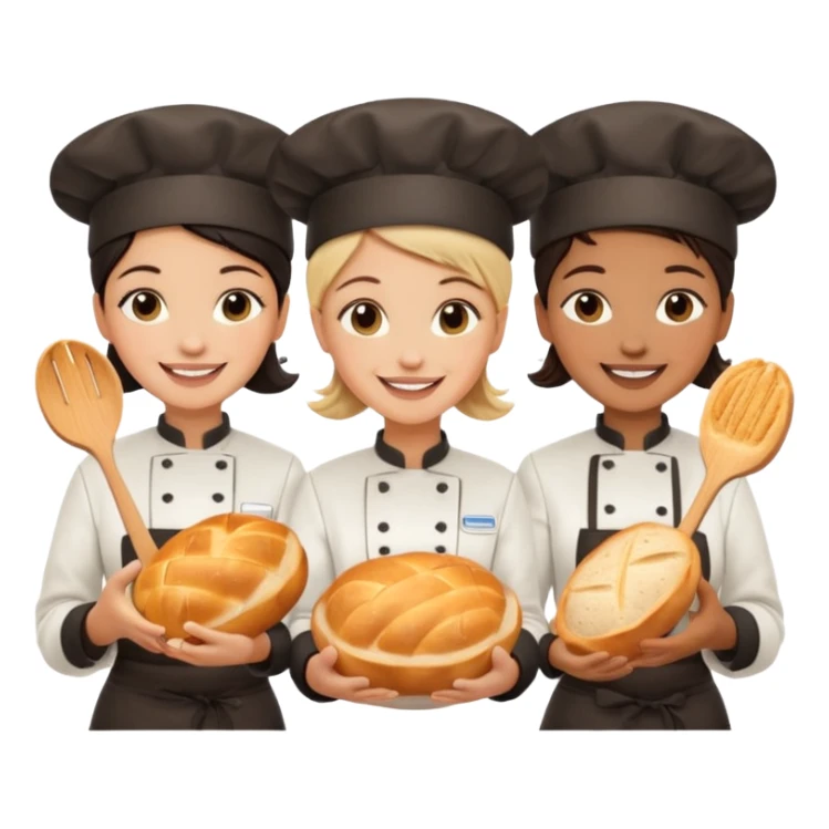 Work team of chefs and waitresses with sourdough breads sticker