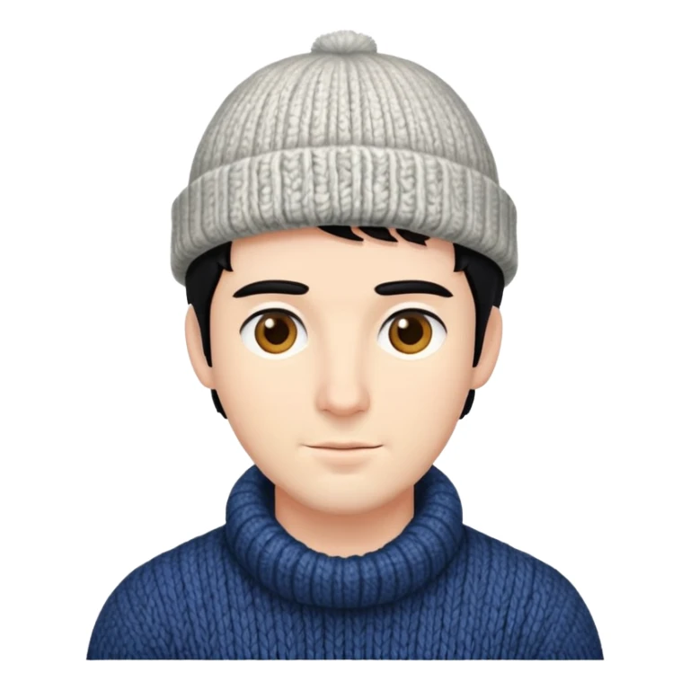 A man with the black hair and A woolen hat sticker