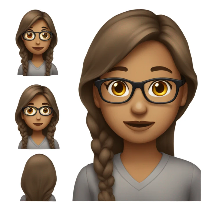 girl with brown long hair, with classes and with hoop earing sticker