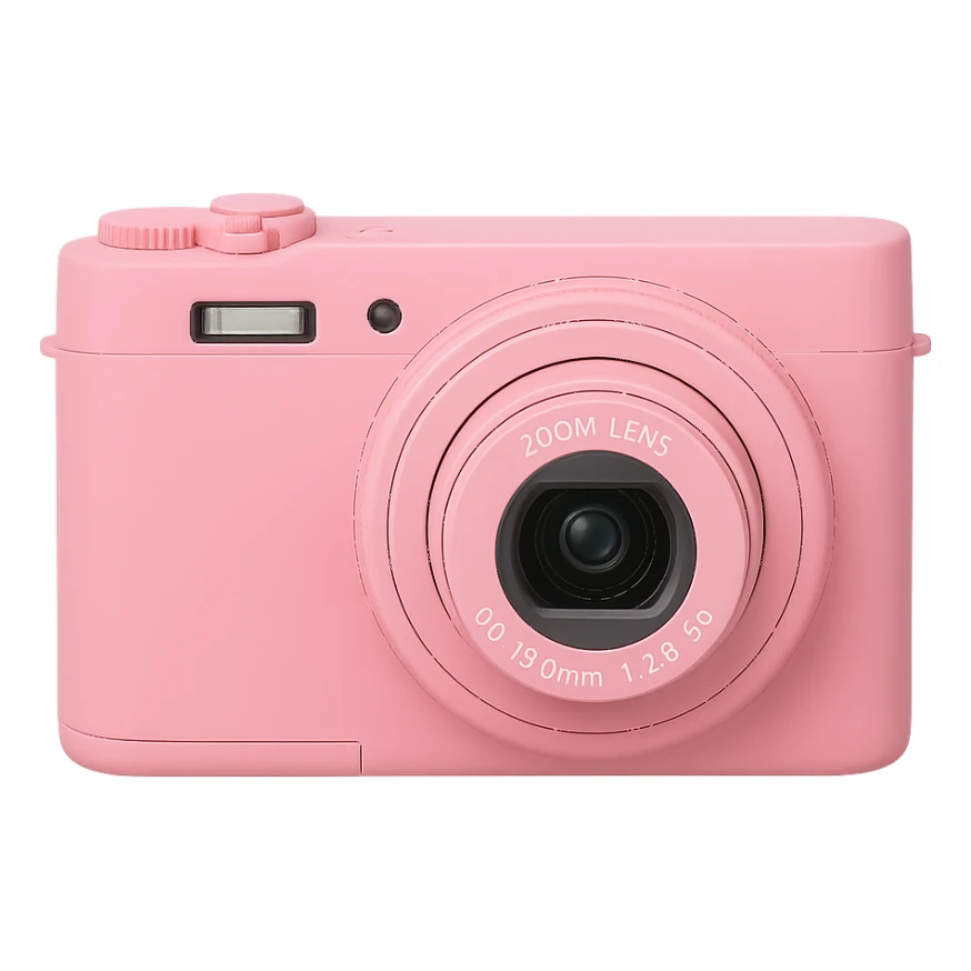 pink camera, no background sticker
