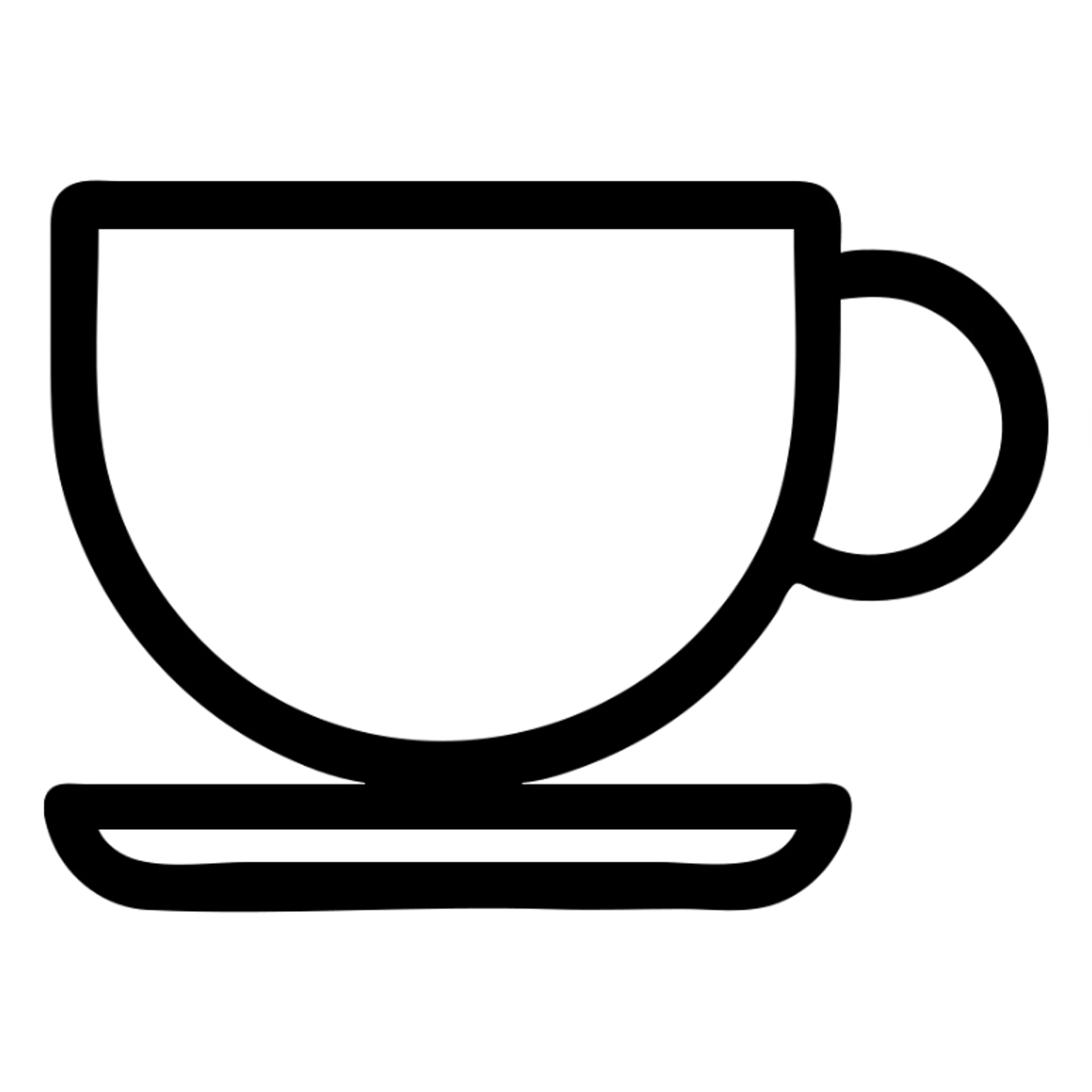 simple and clear coffee cup icon, black outlined, no fill sticker