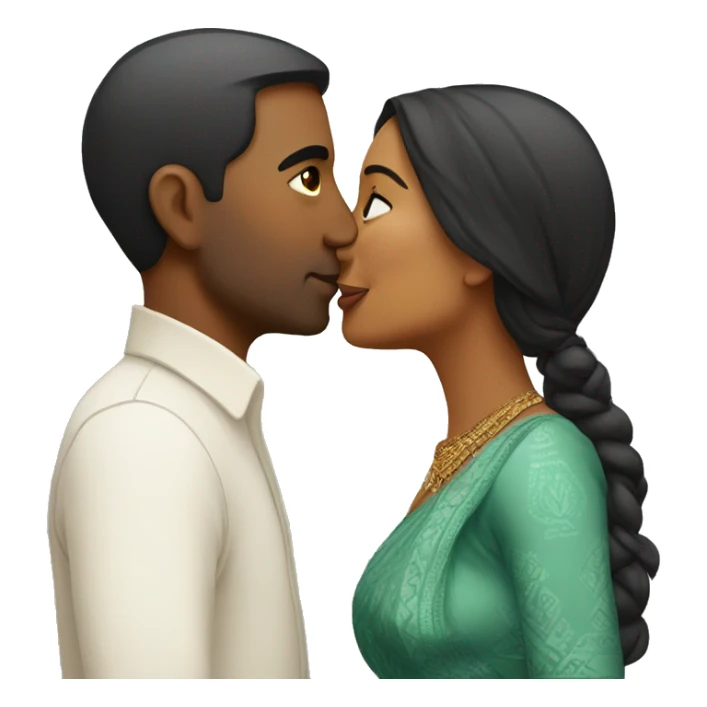Indian woman kissing white man sticker