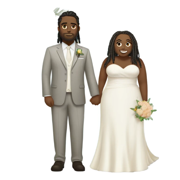Plus size couple with locs wedding full body sticker