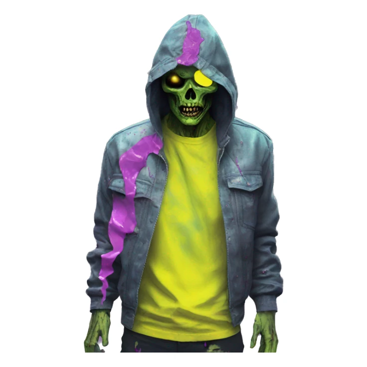 Zombie_ Vaporwave black holographic oilslick zombie yellow caution tape sticker