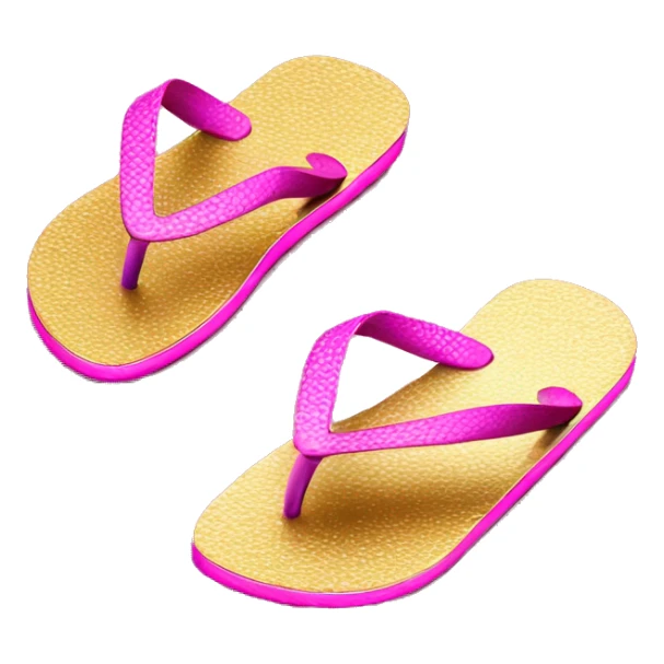 Realistic metallic gold hot pink gradient pair of summer flip flops isolated. sticker