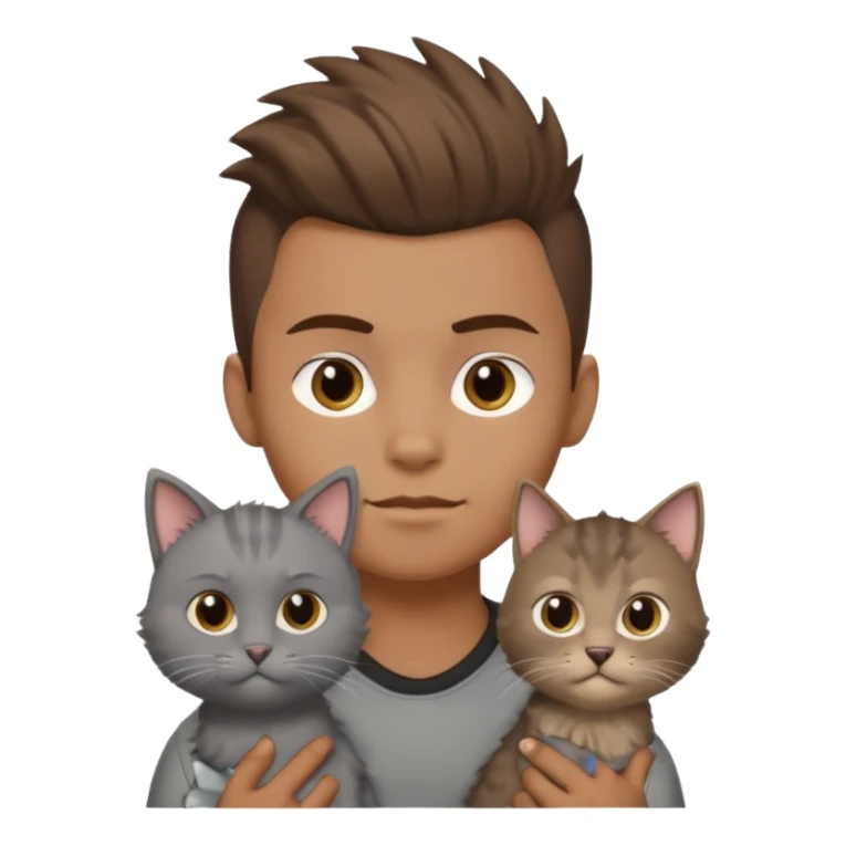 boy with brown hair and light brown skin tone and mohawk and a cat sticker