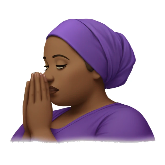 Dark Plus size woman praying with purple head wrap   sticker