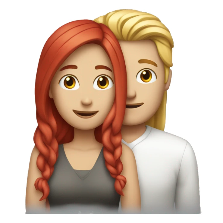 White Man with long hair hugging a white red hair woman sticker
