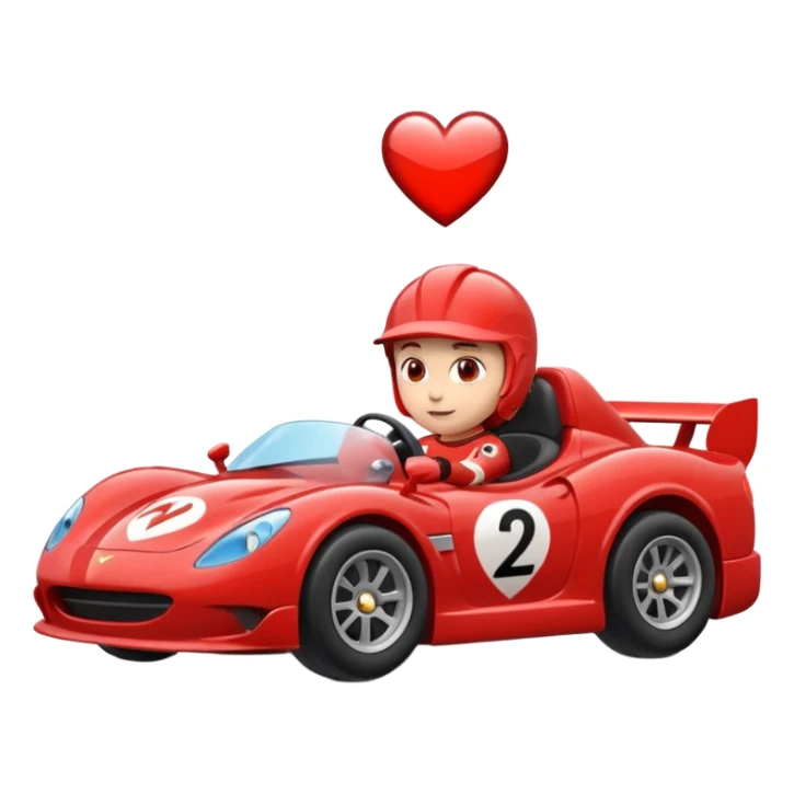 heart driving in a race car sticker
