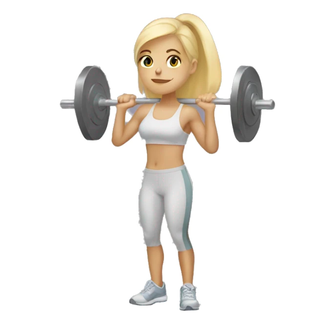 Blonde girl doing squats with barbell sticker