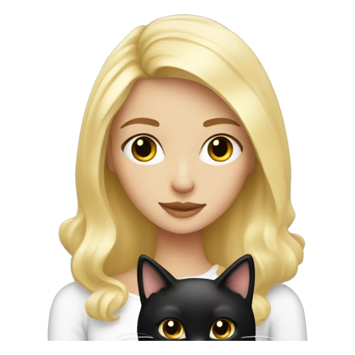 White pretty blonde girl with black cat sticker