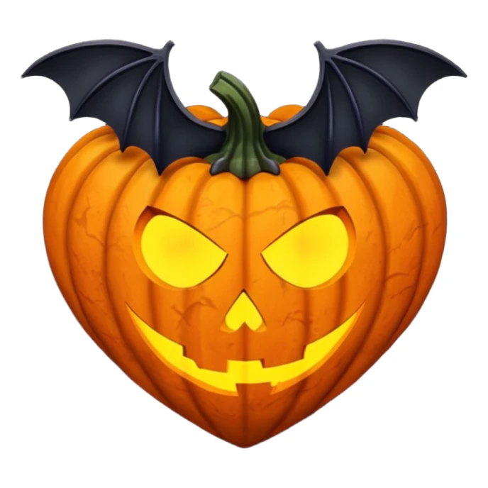 heart with Halloween theme, spooky, pumpkins, bats, dark colors sticker