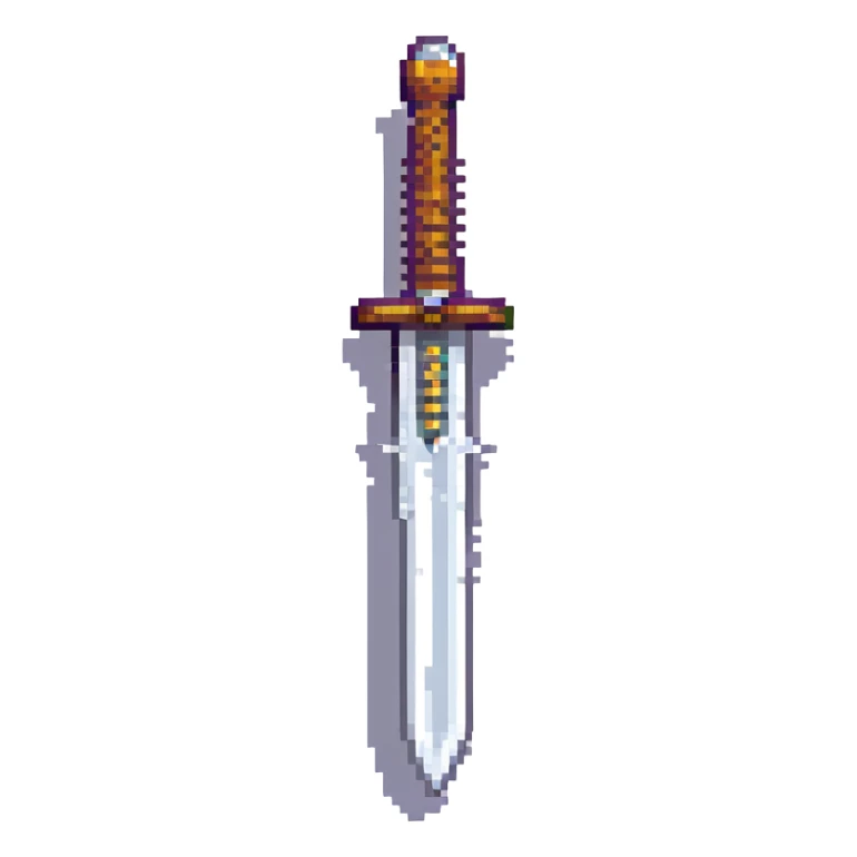 8-bit pixel art sword, short and wide blade, Zelda-inspired sticker