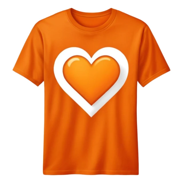 orange t-shirt with heart printed on it sticker