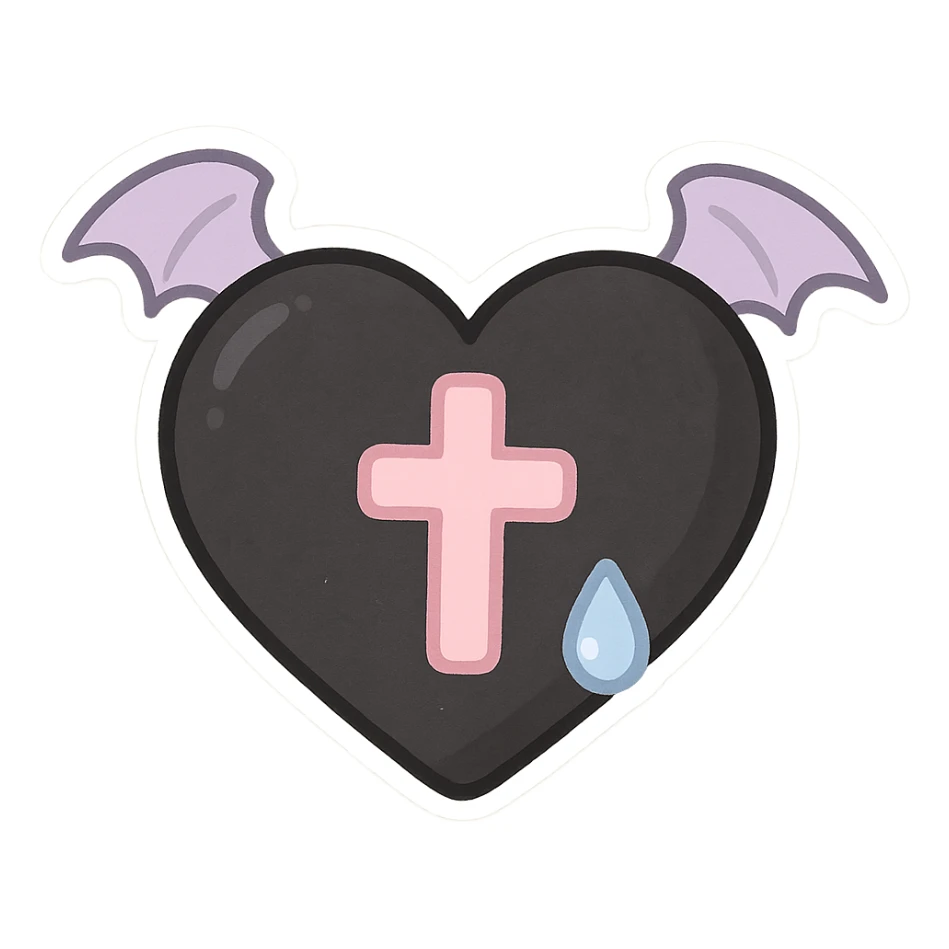 pastel emo black object   sticker