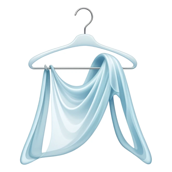 Abstract swirling energy forming clothing hanger with subtle style elements flowing around it, ethereal wardrobe definition symbol sticker