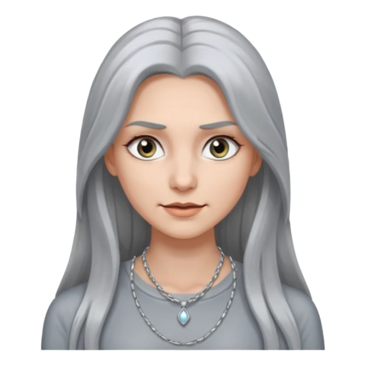 Female with Silver Necklace, grey skin,long hair, more bright silver, different expressions. sticker