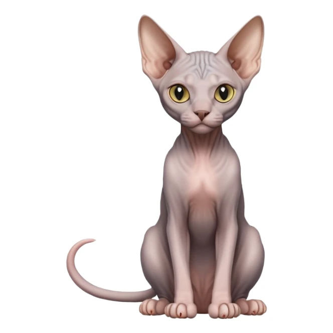 gray sphynx hairless cat full body sitting sticker