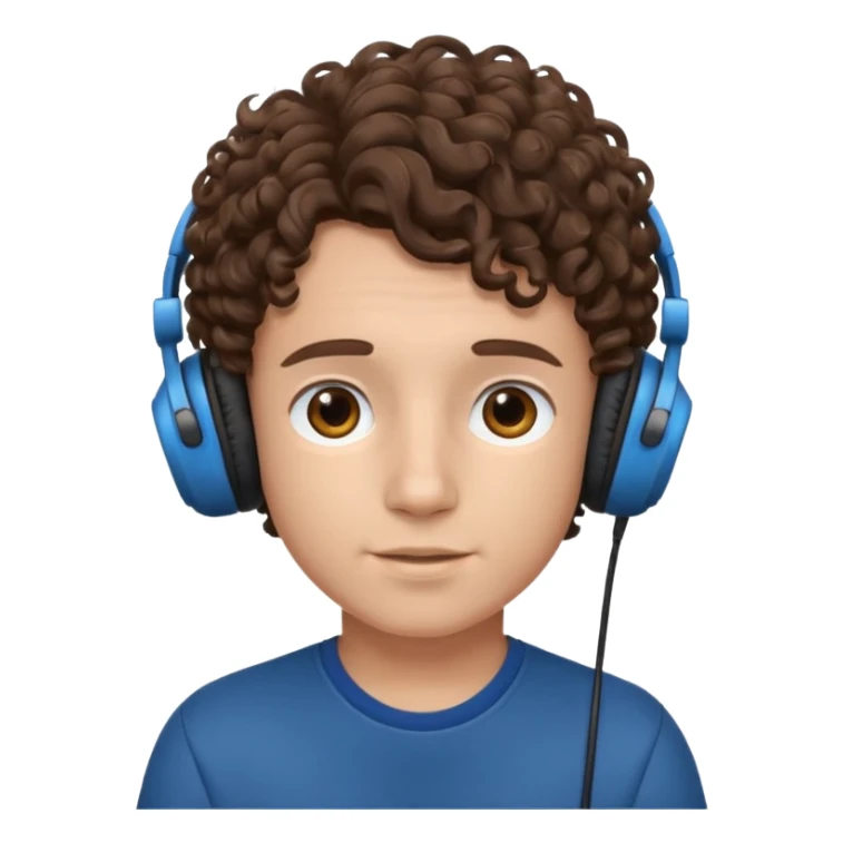 curly haired with headphones in and boy sticker
