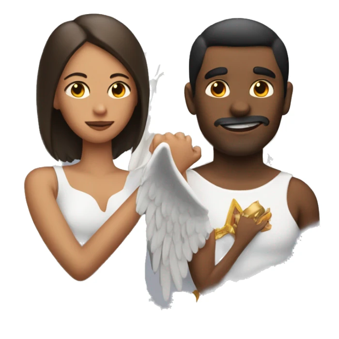 woman with an angel on one shoulder and a devil on the other shoulder sticker