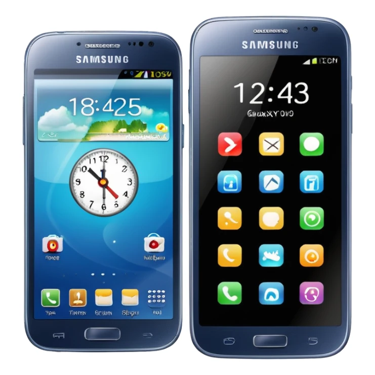 Samsung Galaxy phone with app icons, time, Wi-Fi sticker