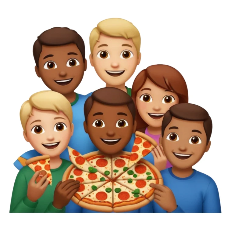 grupo de amigos comiendo pizza sticker