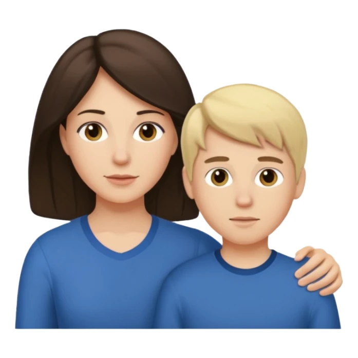 Brunette mother with blonde teenage son sticker