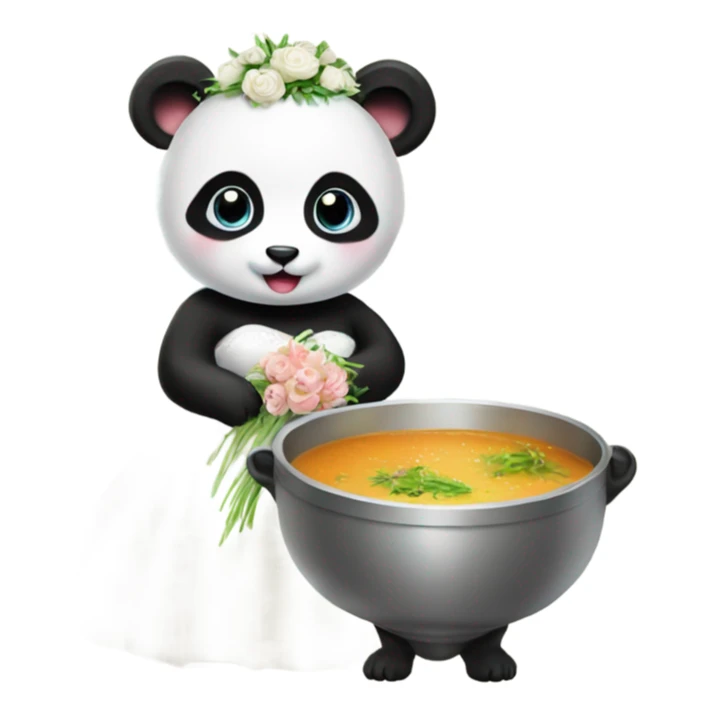 Baby panda bride marrying bowl of soup sticker