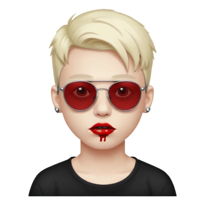 boy high fashion model with lip piercing sunglasses blood  sticker