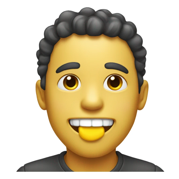 Smiling emoji with yellow bone in his mouth sticker