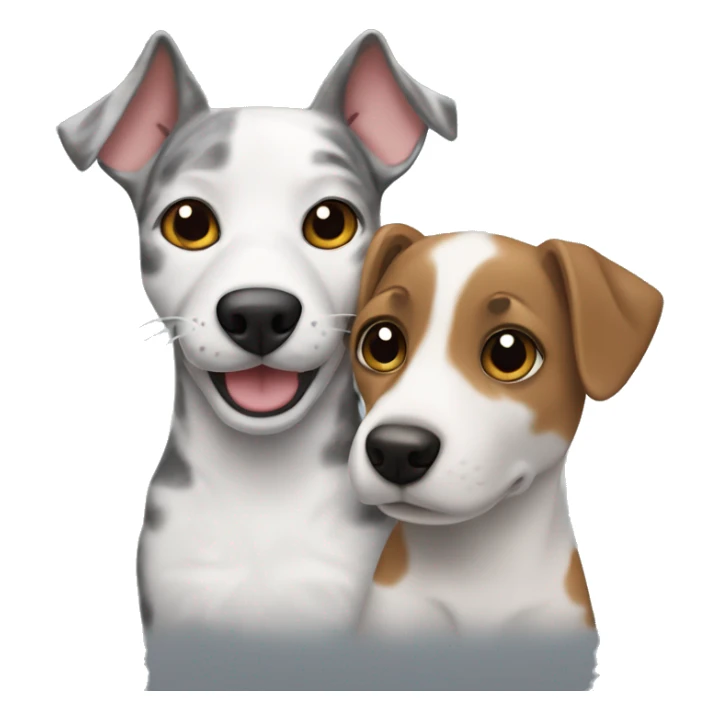 gray tabby cat and jack russell dog together  sticker