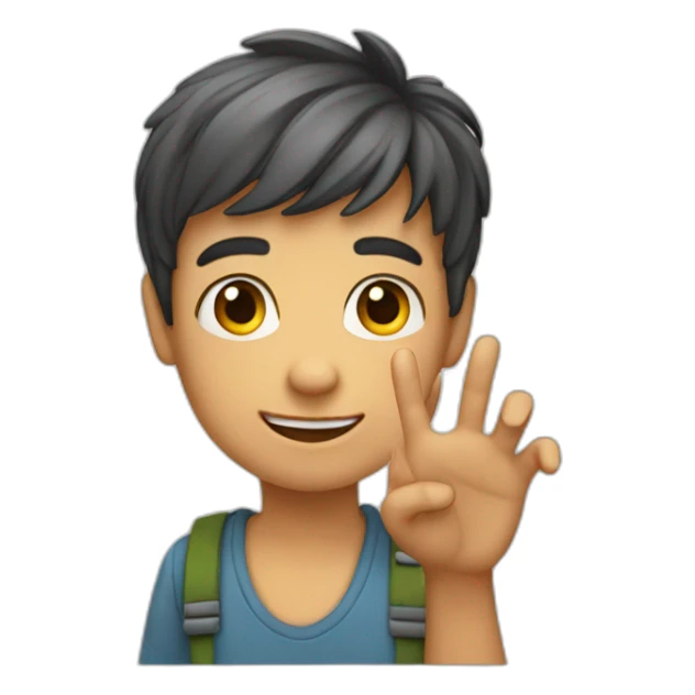 A boy showing hand to the viewer sticker
