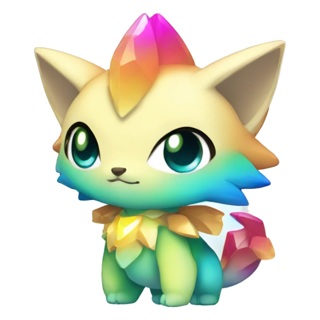 a anthro chibi-style colorful gradient-shiny gem-sparkle-Fakémon-hybrid full body sticker