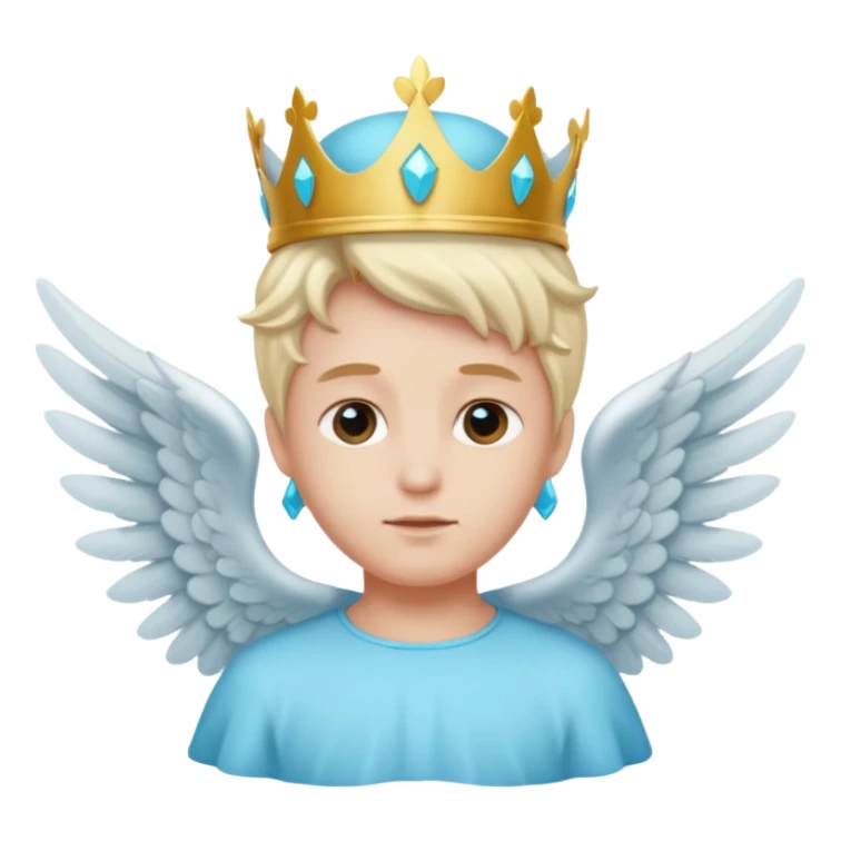 an angel with a cyan crown on his head, 4 wings sticker