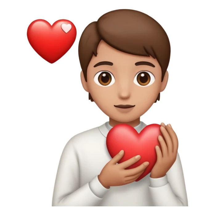 make me a emoji with a kind person holding a heart sticker